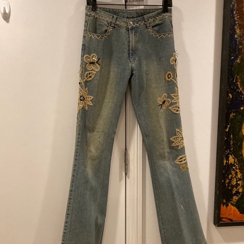 Appliquéd Mid-Rise Jeans by Desiguel - Size 8